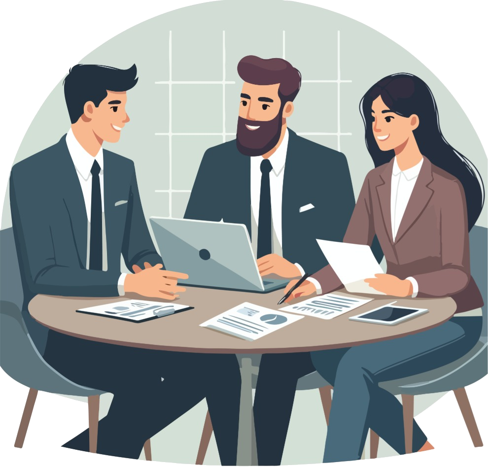 Illustration of a dhLoor adviser meeting with a client